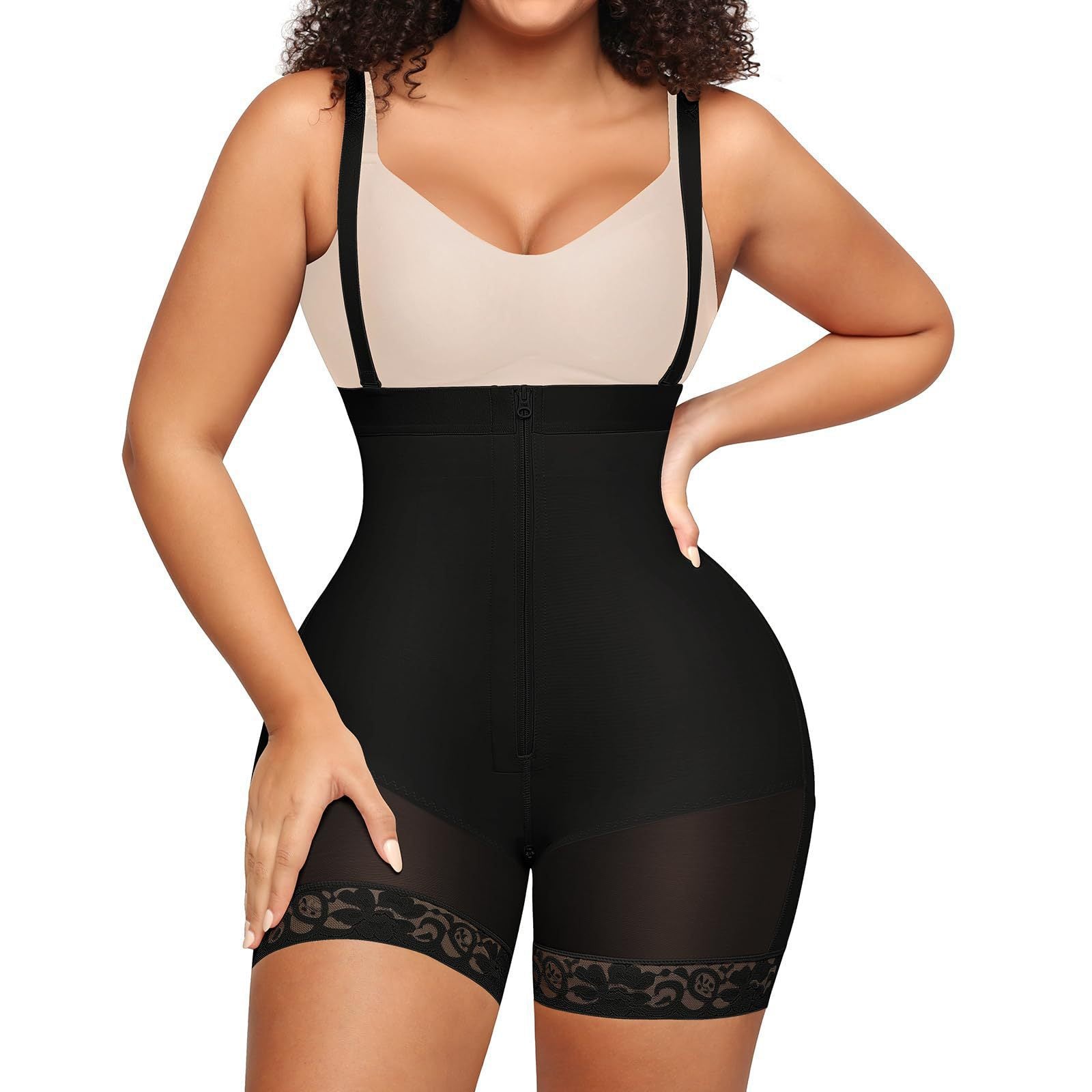 High Waist Detachable Strap Shapewear Bodysuit for Tummy Control and Butt Lifting Plus Size