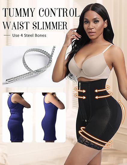 High waisted, oversized hips with button up zipper, tight fitting shaping pants