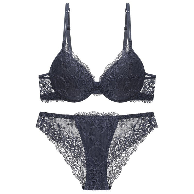 European and American Sexy Deep V Small Chest Enhancing Anti-Sagging Lace Bra Set