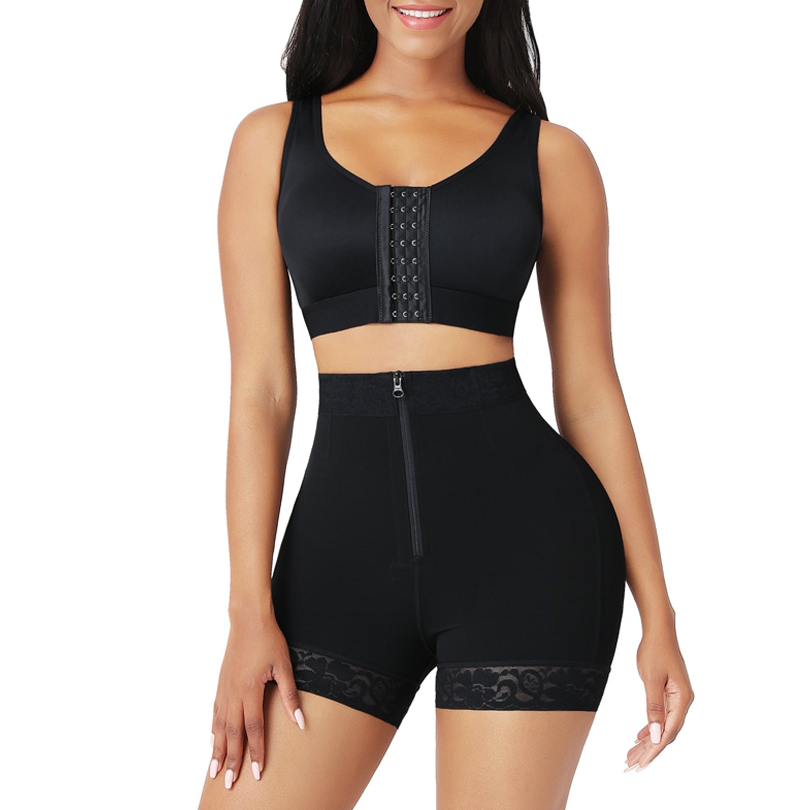 Zipper high waisted hip and abdominal lifting pants, body shaping pants