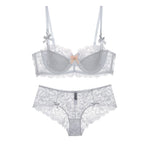 Sexy Lace Thin Cotton Large Bust Minimizer Plus Size Slightly Push-Up Anti-Sagging Lift Set