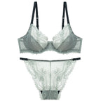 French Style Ultra-Thin Transparent Bra for Large Busts, Minimizing Effect, Plus Size, Anti-Sagging, Lift-Up Lace Set