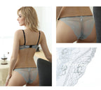 European and American Sexy Summer Ultra-Thin Transparent Lace Large Bust Minimizing Anti-Sagging Lift Set