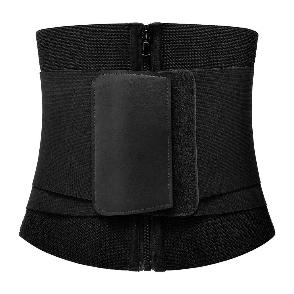 Women's Fitness Waist Trainer Belt Zipper Style Brown Double Layer Compression