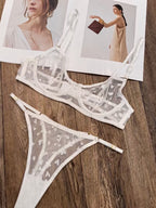 Sexy Lingerie Ultra-Thin Mesh Heart Print Lace Bra Large Bust Minimizer Erotic Lingerie