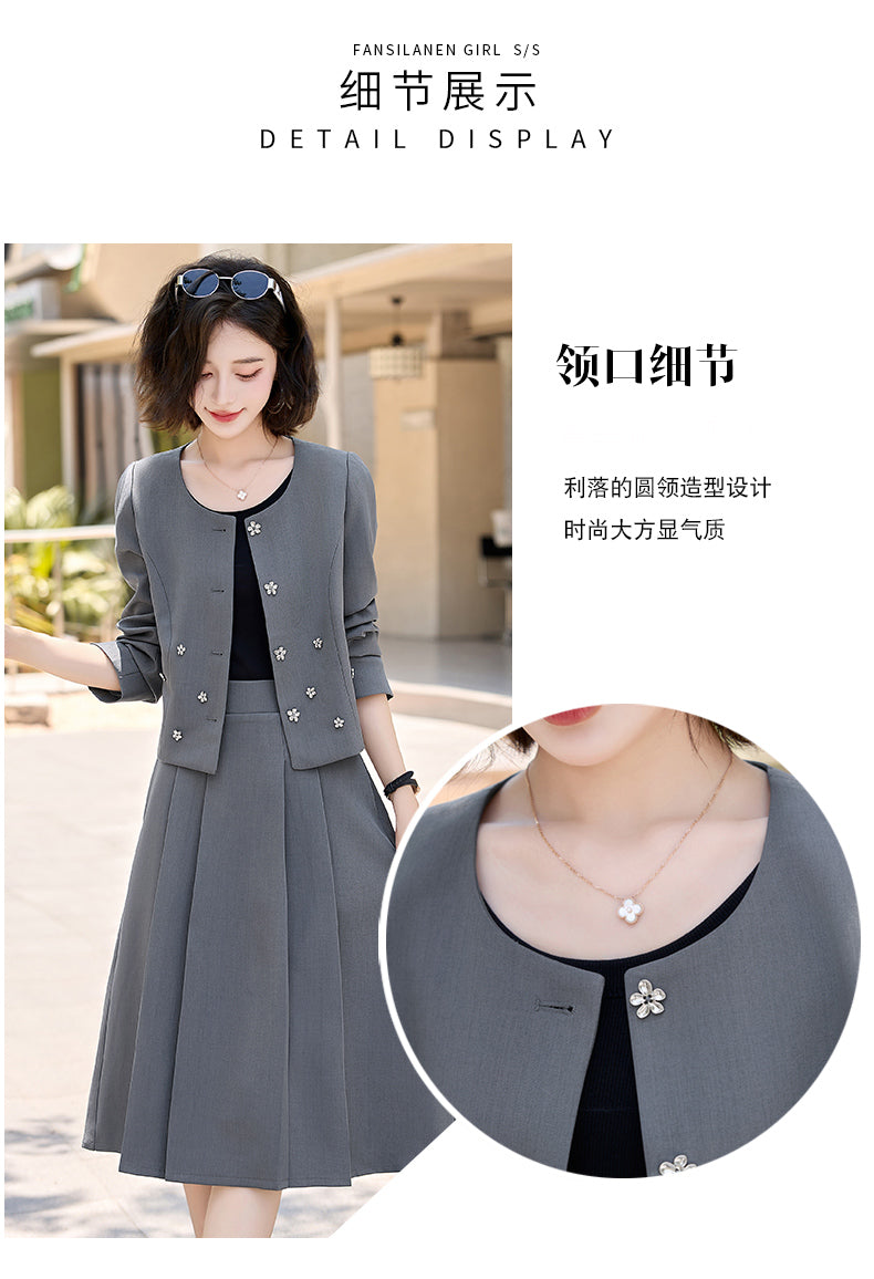 2025Autumn New Fashionable Elegant Slim Fit Round Neck Two-Piece Dress Set