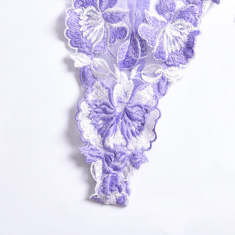 Cross-border supply European and American Foreign Trade Sexy Lingerie Sexy Women's Hollow Flower Bra Lace Trim Bowknot