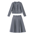 2025Autumn New Fashionable Elegant Slim Fit Round Neck Two-Piece Dress Set