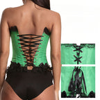 Fishbone waist with bust, court lace border outer garment, shapewear