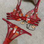 French Style Lingerie Sexy Ultra-Thin Pineapple Embroidery Lace Erotic Lingerie Big Chest Minimizing Anti-Sagging