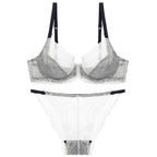 French Style Ultra-Thin Transparent Bra for Large Busts, Minimizing Effect, Plus Size, Anti-Sagging, Lift-Up Lace Set