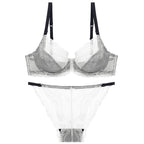 French Style Ultra-Thin Transparent Bra for Large Busts, Minimizing Effect, Plus Size, Anti-Sagging, Lift-Up Lace Set