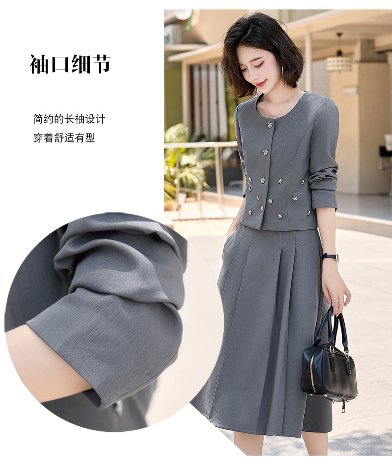 2025Autumn New Fashionable Elegant Slim Fit Round Neck Two-Piece Dress Set
