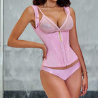 Latex Waist Cincher Outerwear Zipper Retro Top 15 Bone Tummy Control Vest