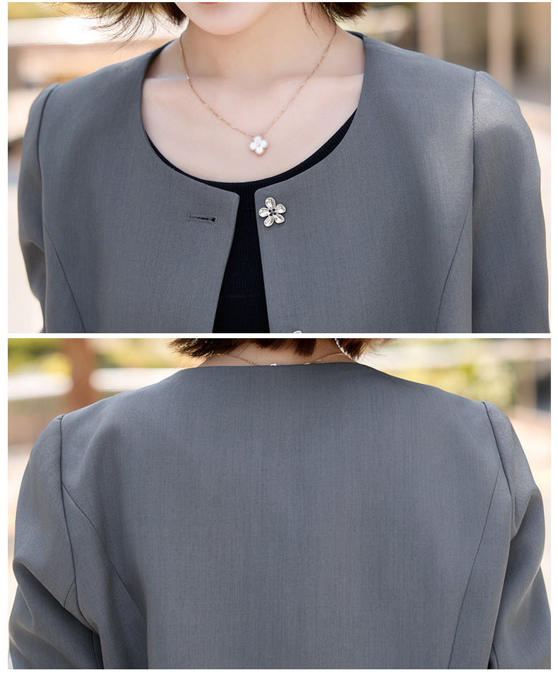 2025Autumn New Fashionable Elegant Slim Fit Round Neck Two-Piece Dress Set