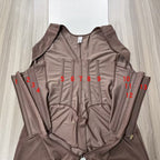 13 bone shaping jumpsuit with zipper button waist, raised hips, and chest