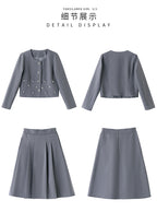 2025Autumn New Fashionable Elegant Slim Fit Round Neck Two-Piece Dress Set