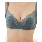 Sexy Transparent Lace Thin Cotton Rabbit Ear Cup Large Bust Minimizer Plus Size Bra Set