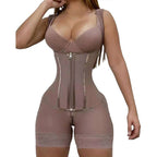13 straps, hardened fabric, mesh one-piece corset, tight fitting