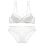 European and American Style Sexy Lace Lingerie Thin Cotton Large Bust Minimizer Plus Size Side Breast Collection Anti-Sagging Set