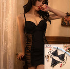 Yetingxiang New Sexy Lingerie Sexy See-through Mesh Camisole Dress Set Push-up Underwire Temptation Nightdress895