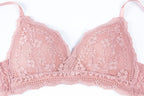 French Style Sexy Lace Thin Triangle Cup Wireless Push-Up Small Chest Lift Set