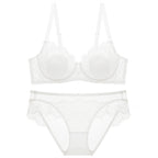 Sexy Transparent Lace Thin Cotton Rabbit Ear Cup Large Bust Minimizer Plus Size Bra Set