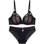 European and American Sexy Lingerie Small Chest Push-Up Anti-Sagging Red Mesh Bra Set