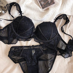 French Style Sexy Lace Women's Wireless Push-Up Bra Set for Small Busts and Side Breast Collection