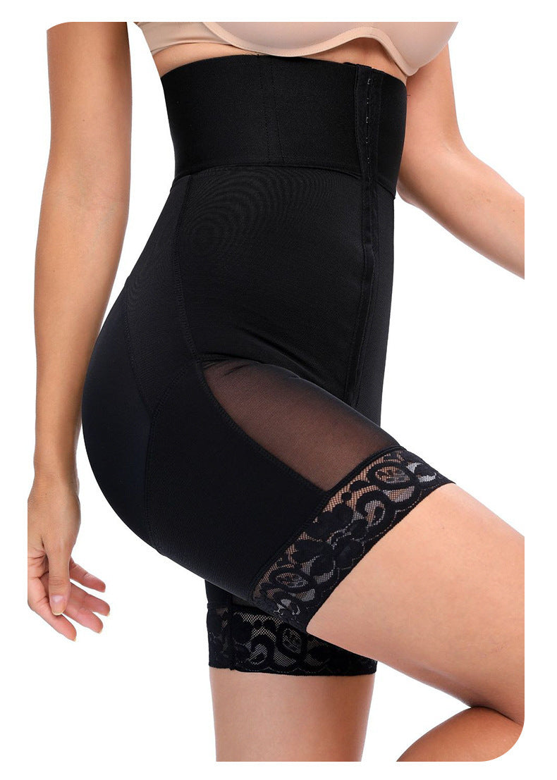 Europe and America increase high waisted and abdominal three row buckle tightening hip lifting pants