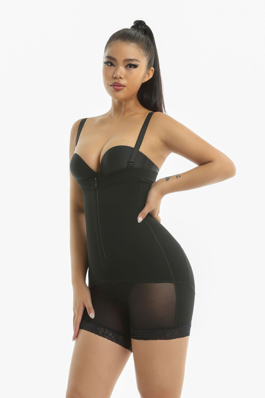 Large size detachable shoulder strap high waist and hip lifting integrated shapewear