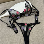 French Style Lingerie Sexy Ultra-Thin Pineapple Embroidery Lace Erotic Lingerie Big Chest Minimizing Anti-Sagging