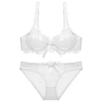 Sexy Lingerie Ultra-Thin Transparent Large Bust Minimizer Plus Size Anti-Sagging Lace Bra Set