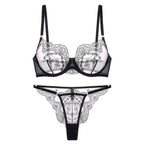 French Style Sexy Lingerie Ultra-Thin Embroidered See-Through Temptation Thong Lace Big Bust Minimizer