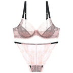 French Style Ultra-Thin Transparent Bra for Large Busts, Minimizing Effect, Plus Size, Anti-Sagging, Lift-Up Lace Set