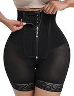 High waisted, oversized hips with button up zipper, tight fitting shaping pants